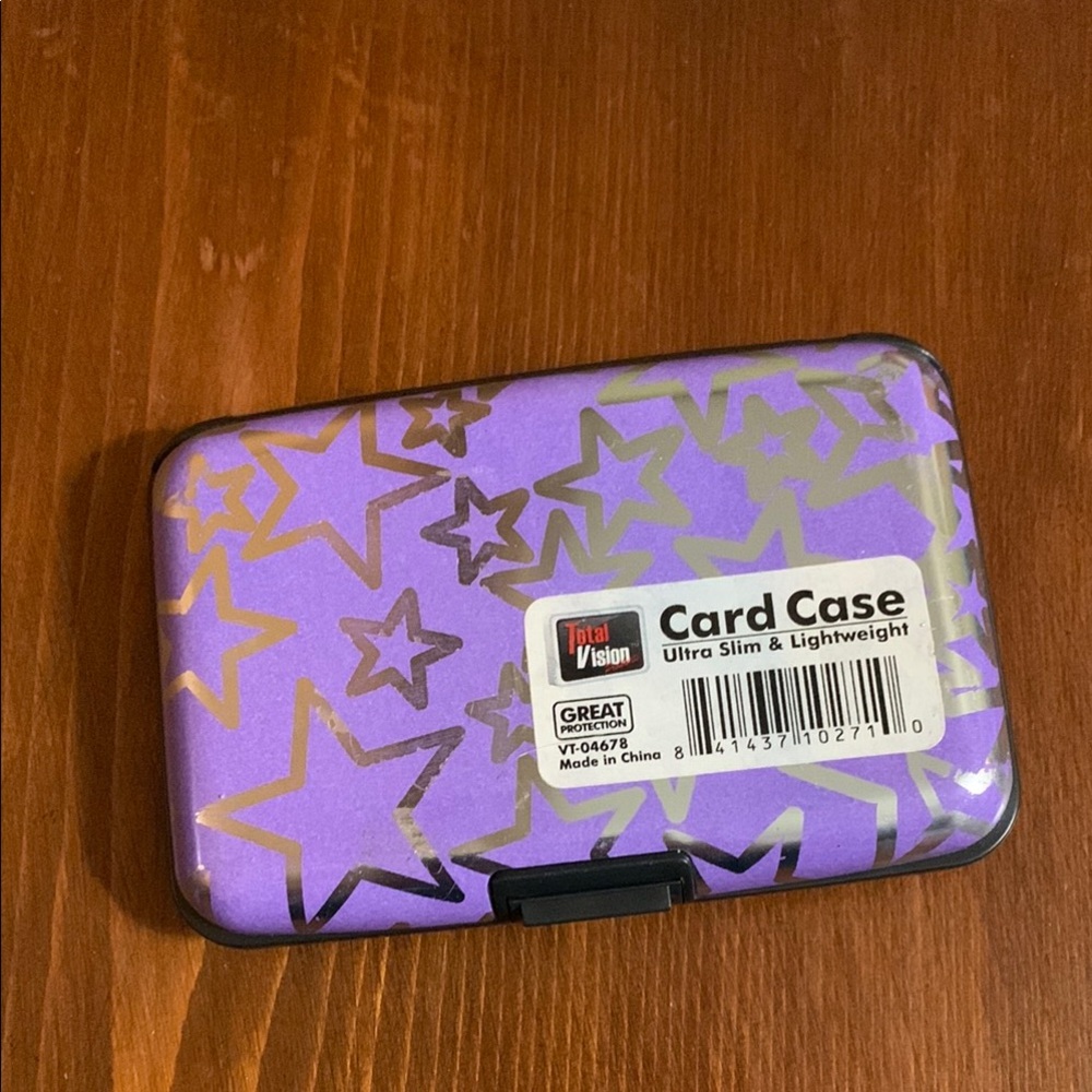 IDENTITY THEFT PROTECTION WALLET- Purple with Silver Stars Card Case.